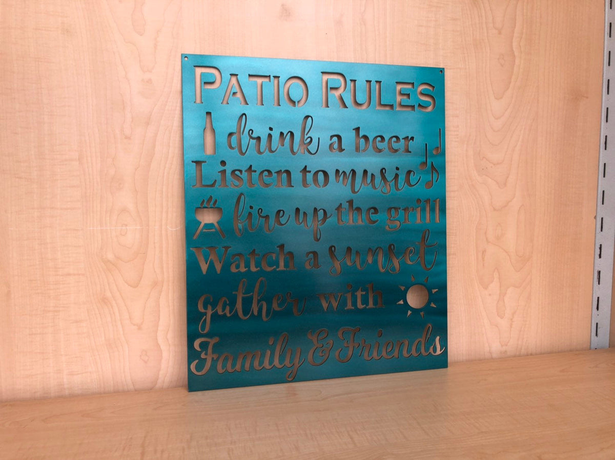 Patio Rules Metal Outdoor Sign | Good Vibes Metal ??? GoodVibesMetal