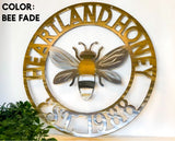 Personalized Metal Bee Sign - Customizable Weatherproof Door Hanger or Wall Art Powder Coat