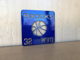 Personalized Metal Basketball Wall Art with Name, Choose Your Powder Coat Color