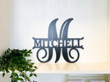 Personalized Script Metal Monogram Initial and Last Name Letter Wall Art