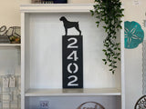 Vertical Dog Silhouette Metal Address Sign with Powder Coat