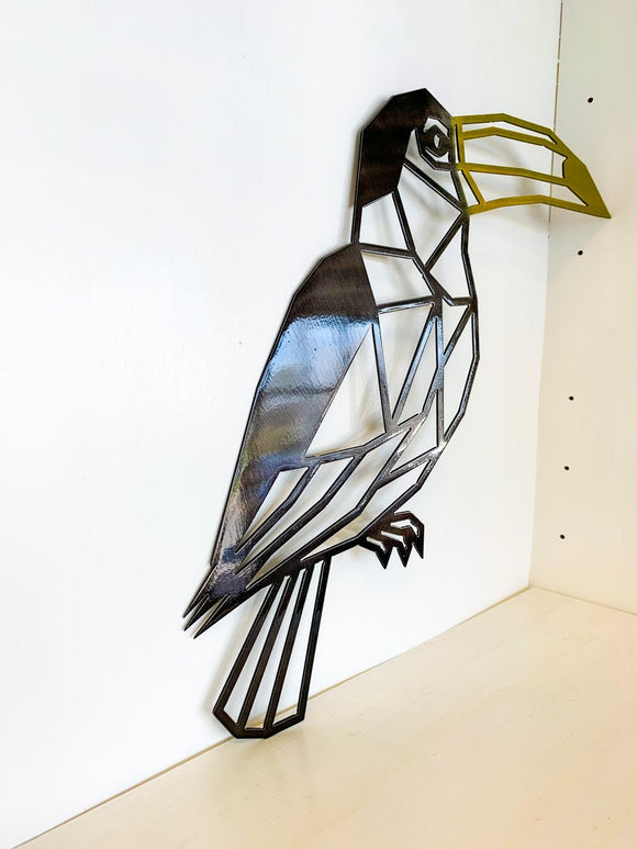 Geometric Toucan Metal Wall Art with Multi-Color Fade Option