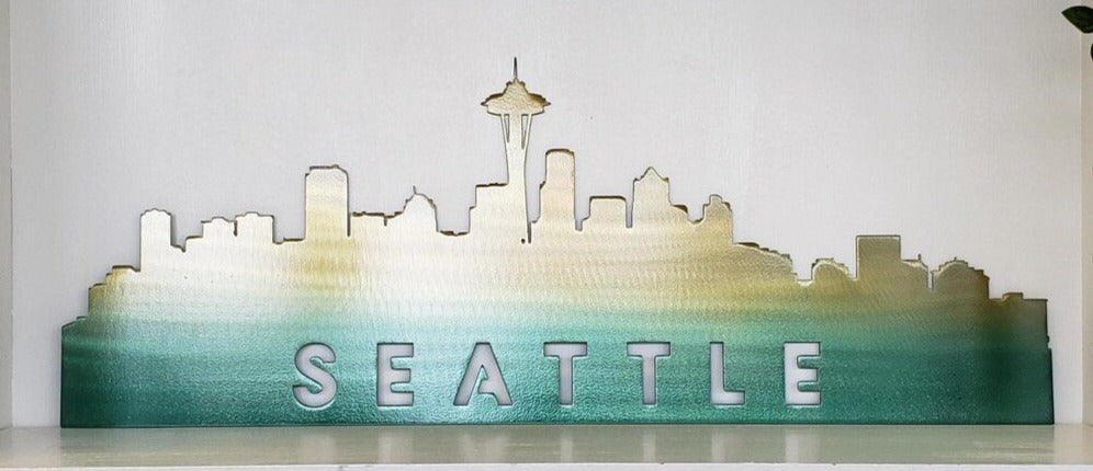 SEATTLE artwork. Skyline in gold, copper, roségold, silver. made by 4
