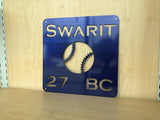 Baseball or Softball Personalized Metal Wall Art with Name, Choose Your Powder Coat Colo