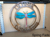 Dragonfly Personalized Door Hanger Metal Wall Art - Any Color Powder Coat Combo