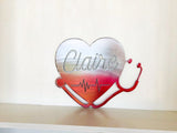 Stethoscope & Heart Personalized Metal Wall Art Sign for Medical Professional