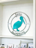 Personalized Metal Pelican Sign - Customizable Door Hanger or Wall Art