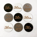 Mr & Mrs  4" Steel & Cork Coaster