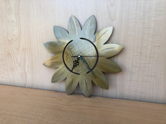 Sunflower Clock Gold Handmade Metal Wall Art