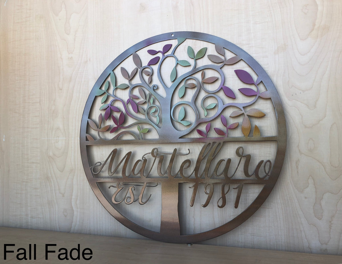 Personalized Metal Tree Of Life Wall Art with Last Name and Established ...