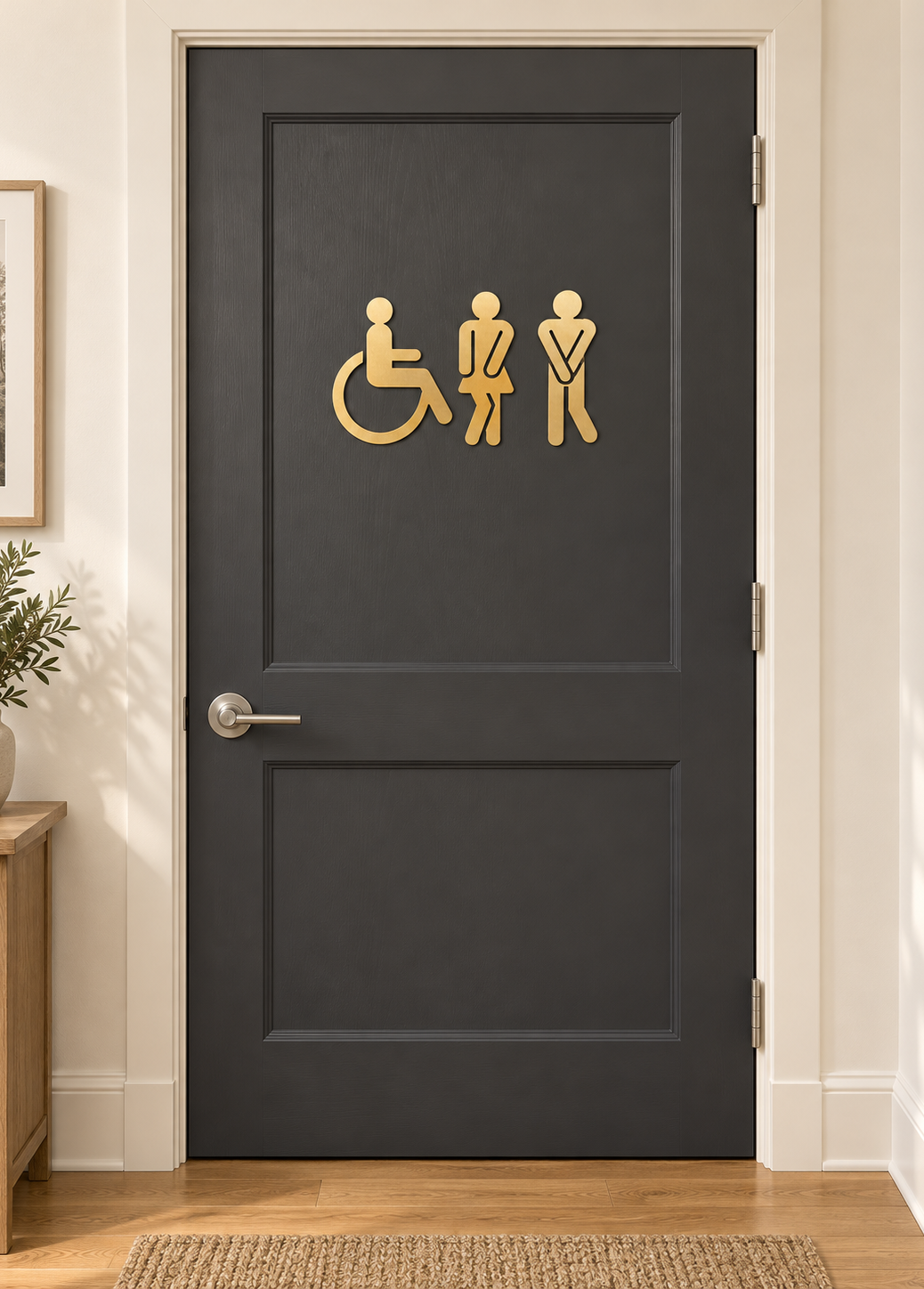 Metal Bathroom Sign Figures: Funny Restroom Decor, Set of 3