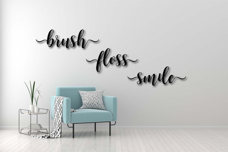 Brush Floss Smile Metal Wall Art