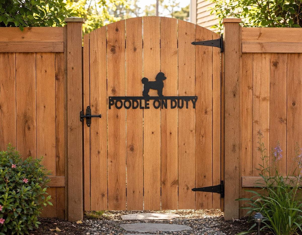 Poodle On Duty Metal Sign