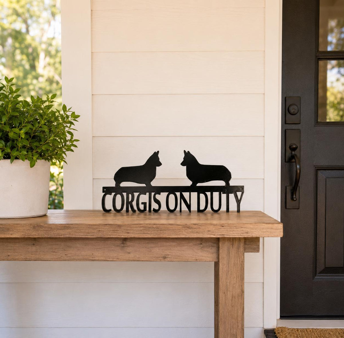 Corgis on Duty Metal Sign 