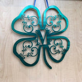 Four Leaf Clover Personalized Monogram Metal Wall Art with Scroll Details