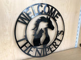 Personalized Farmhouse Horse, Dog, Cat Metal Wall Art Sign with Powder Coat