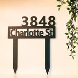 Modern Metal Address Yard Stake with Powder Coat, Any Color