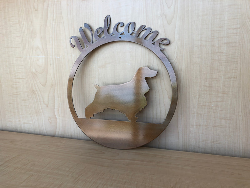 Welcome Irish Setter Metal Sign Door Hanger or Wall Art - Choose Any Color Powder Coat