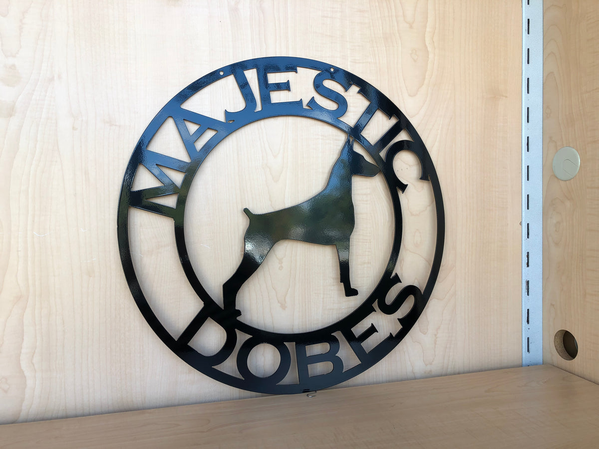 Personalized Doberman Dog Metal Wall Art, Kennel Sign, Indoor Outdoor Home Decor