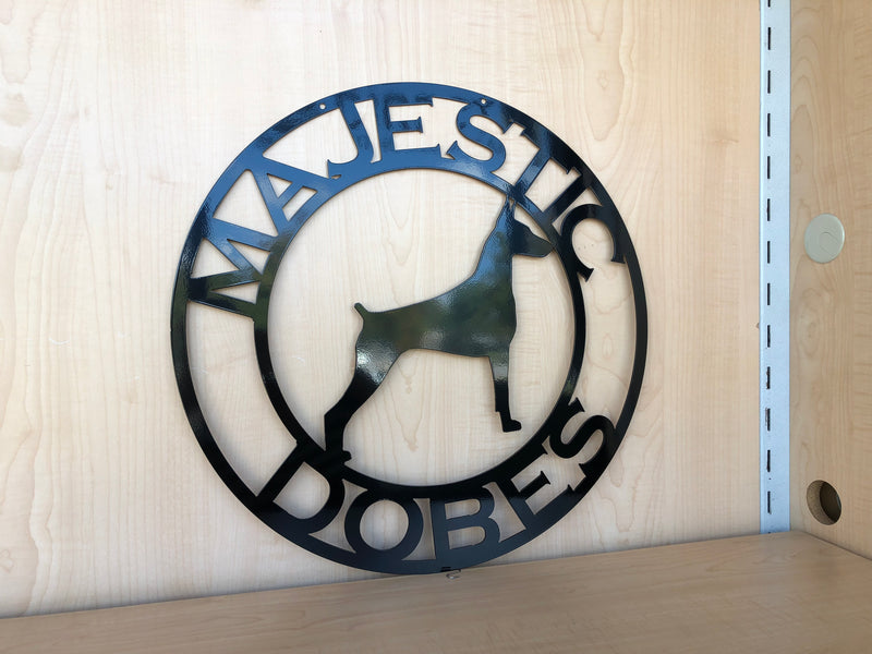 Personalized Doberman Dog Metal Wall Art, Kennel Sign, Indoor Outdoor Home Decor