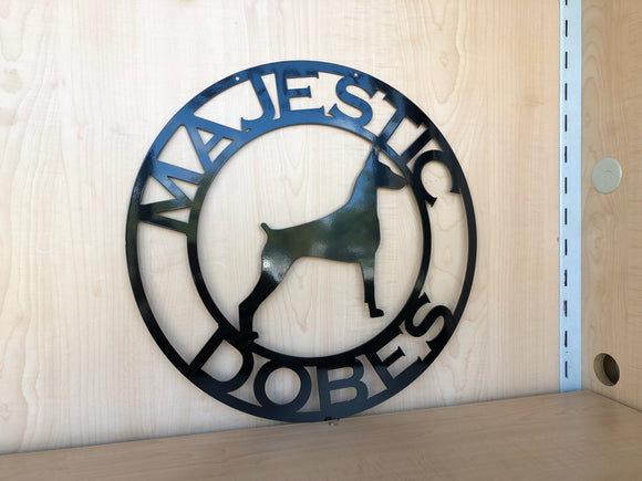 Personalized Doberman Dog Metal Wall Art | Kennel Sign | Indoor Outdoor Home Decor