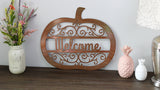 Pumpkin Welcome Sign Metal Wall Art with Scroll Detail | Front Door Wreath | Fall Home Decor | Halloween