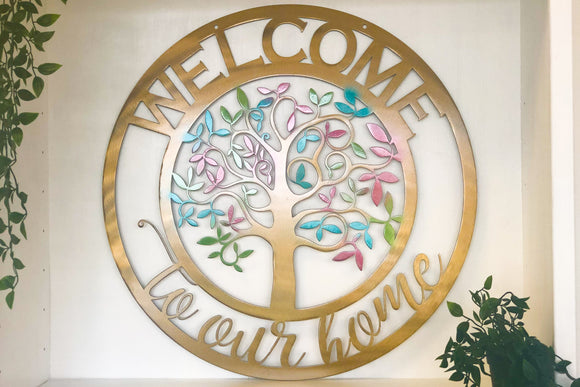 Welcome To Our Home Tree Of Life Metal Wall Art