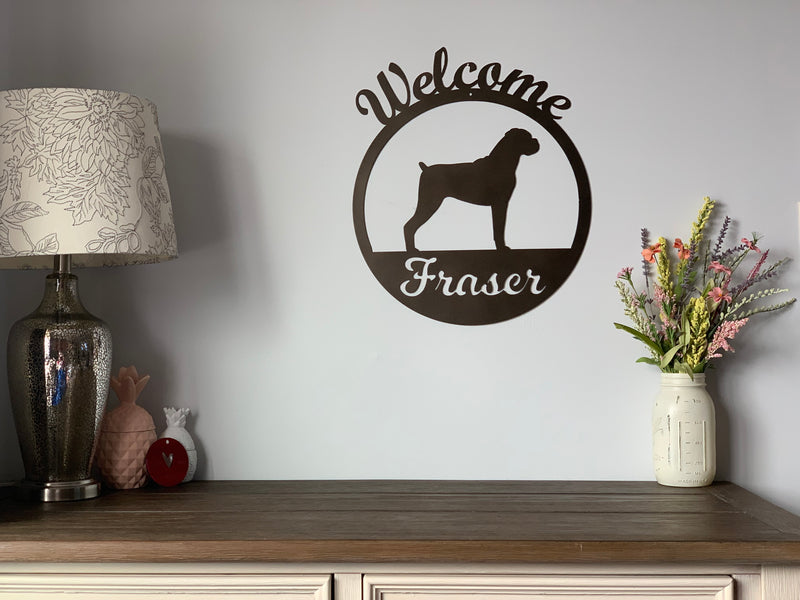 Personalized Boxer Metal Sign Door Hanger or Wall Art - Choose Any Color Powder Coat