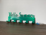 Hello Summer Metal Towel Rack Hanger with Hooks, Powder Coated with Matching Screws
