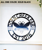 Personalized Metal Bee Sign - Customizable Weatherproof Door Hanger or Wall Art Powder Coat