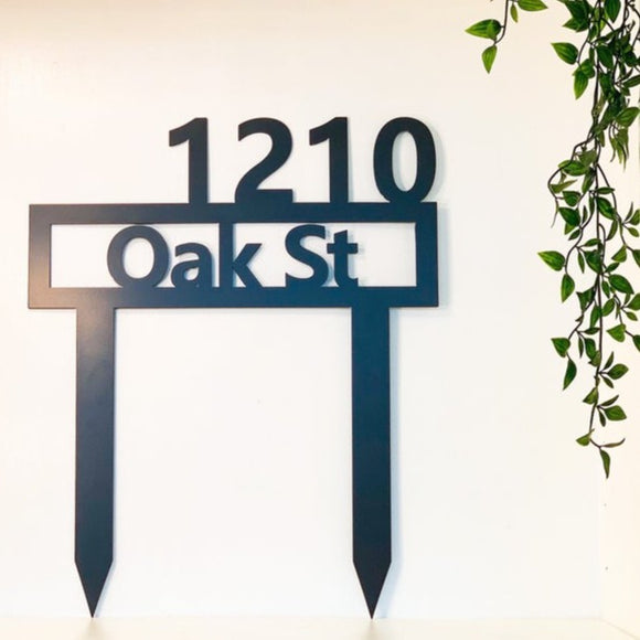 Modern Metal Address Yard Stake with Powder Coat, Any Color