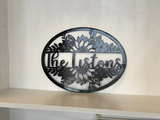 Flower Wreath Personalized Last Name Metal Wall Art