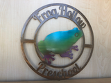 Personalized Frog Toad Door Hanger Metal Wall Art - Any Color Powder Coat Combo