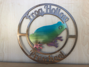 Personalized Frog Toad Door Hanger Metal Wall Art - Any Color Powder Coat Combo