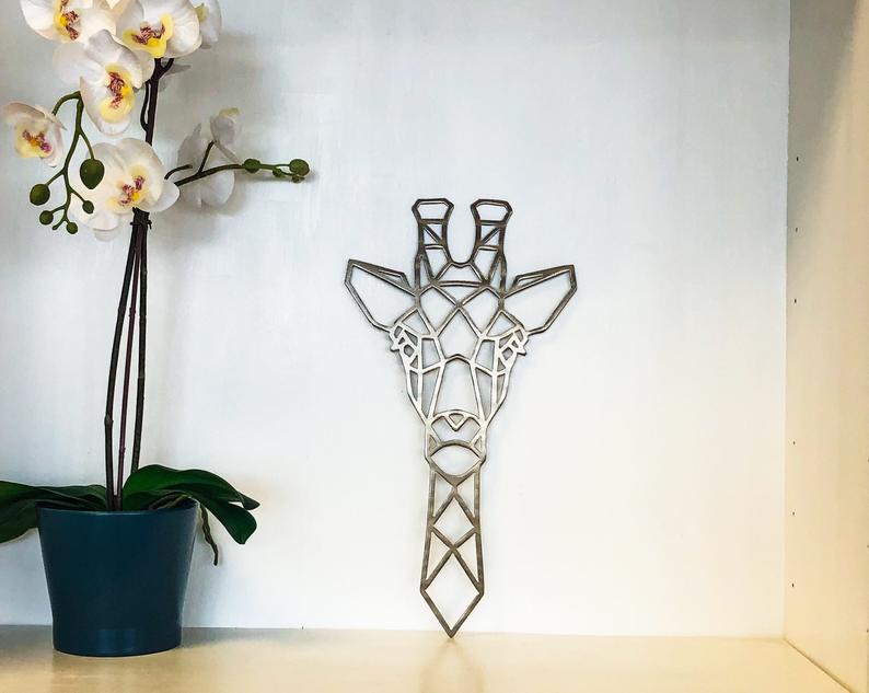 Geometric Giraffe Metal Wall Art