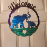 Welcome Elephant Metal Wall Art