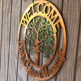 Personalized Tree Of Life Circle Metal Wall Art | Powder Coated
