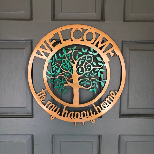 Personalized Tree Of Life Circle Metal Wall Art, Powder Coated