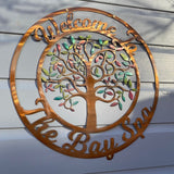Personalized Tree Of Life Circle Metal Wall Art | Powder Coated