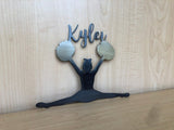 Personalized Metal Cheer Girl with Pom Poms Wall Art with Name, Choose Your Colors