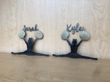 Personalized Metal Cheer Girl with Pom Poms Wall Art with Name, Choose Your Colors