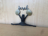 Personalized Metal Cheer Girl with Pom Poms Wall Art with Name, Choose Your Colors