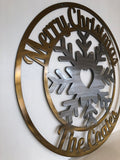 Merry Christmas Personalized Metal Snowflake Sign