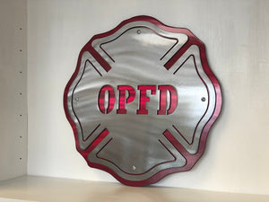 Custom Firefighter Maltese Cross Metal Wall Art
