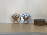 Butterfly 4" Steel & Cork Coaster with Powder Coat