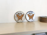 Butterfly 4" Steel & Cork Coaster with Powder Coat