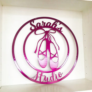 Ballet Shoe Personalized Metal Wall Art with Custom Text