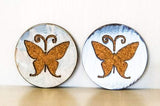 Butterfly 4" Steel & Cork Coaster with Powder Coat