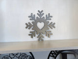 Snowflake Heart Metal Wall Art