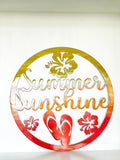 Summer Sunshine Hibiscus Door Hanger Metal Wall Art